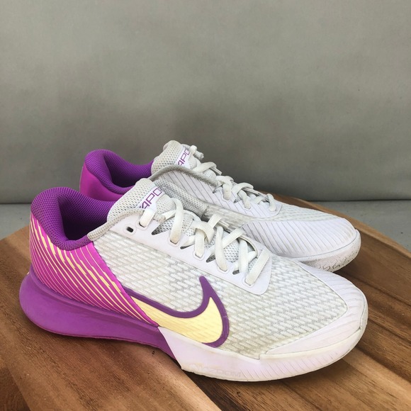 Nike Zoom Vapor Pro Tennis Shoes DR6192-100 White Purple Yellow Womens Size 7.5 - Picture 1 of 7